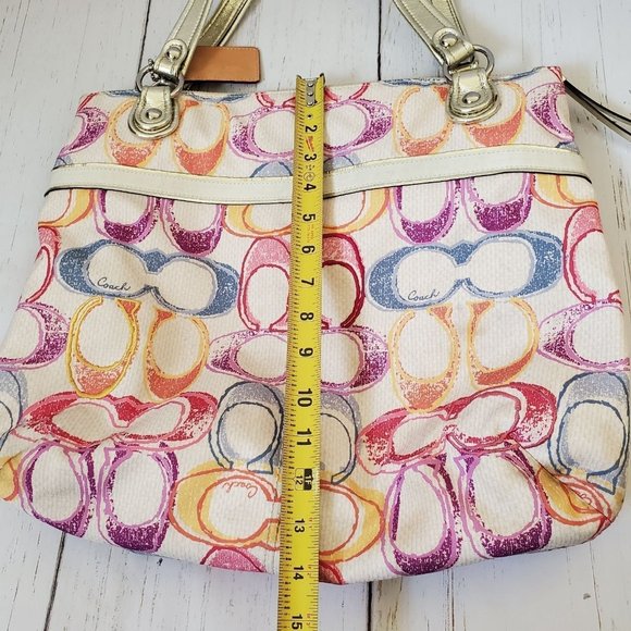 Coach Signature Multicolor Print Tote - Picture 8 of 12